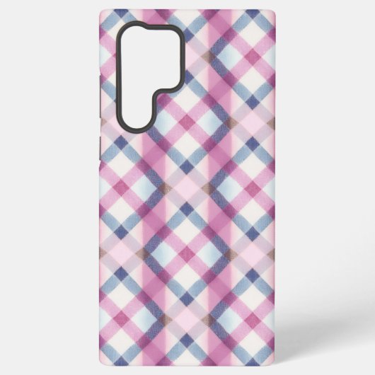 Coque Samsung Galaxy Pink and Blue Gingham Check Phone Case (Verso)
