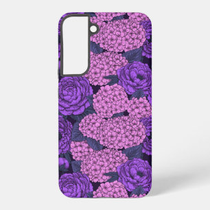Coque Samsung Galaxy Pivoine et hortensia en rose et violet