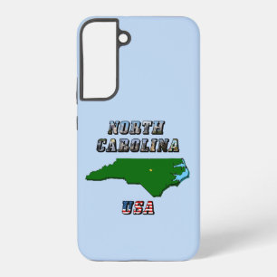 Coque Samsung Galaxy Plan de Caroline du Nord, Photo & Texte du drapeau