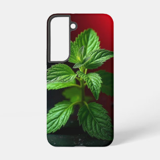 Coque Samsung Galaxy « Plante de menthe vivifiante en macro – Vert bota