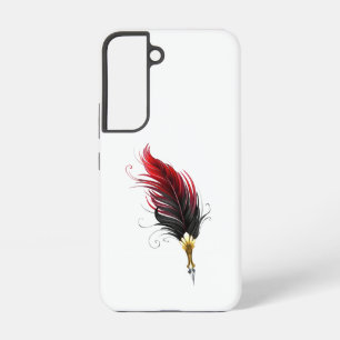 Coque Samsung Galaxy Plume rouge avec pointe en or