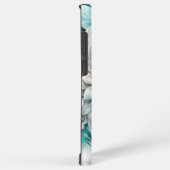 Coque Samsung Galaxy Plumes turquoises Fluffy Blanches (Côté droit)