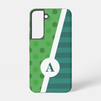 Coque Samsung Galaxy Point Polka bleu et vert et Motif de bande