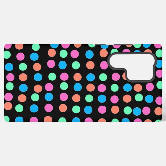 Coque Samsung Galaxy Points Pastel Printemps sur Noir (Verso Horizontal)