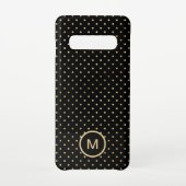 Coque Samsung Galaxy Pois or Motif Monogramme initial noir (Dos)