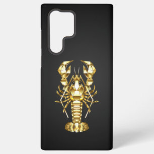 Coque Samsung Galaxy Poisson à langouste polygonale dorée sur noir