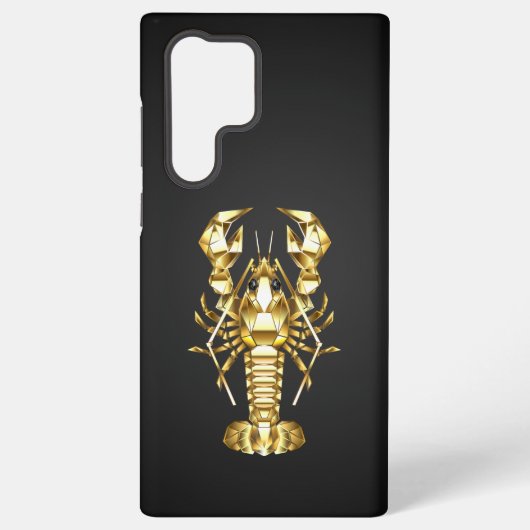 Coque Samsung Galaxy Poisson à langouste polygonale dorée sur noir (Verso)