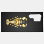 Coque Samsung Galaxy Poisson à langouste polygonale dorée sur noir (Verso Horizontal)