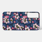 Coque Samsung Galaxy Pomme fleurit sur un bleu foncé (Verso Horizontal)
