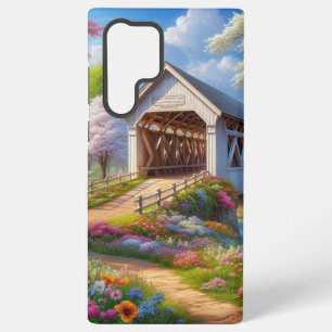 Coque Samsung Galaxy Pont fleuri/ressort coloré et rivière