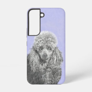 Coque Samsung Galaxy Poodé Jouet miniature Argent gris bleu Chien Art
