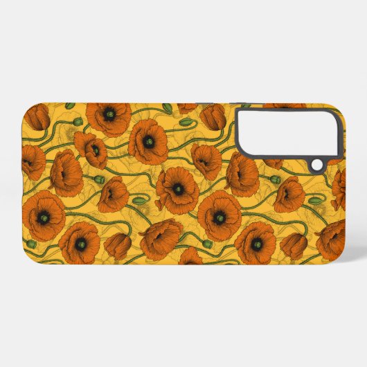 Coque Samsung Galaxy Poppies orange (Verso Horizontal)