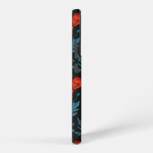 Coque Samsung Galaxy Poppies, rouge et bleu sur noir (Côté droit)