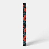 Coque Samsung Galaxy Poppies, rouge et bleu sur noir (Côté gauche)