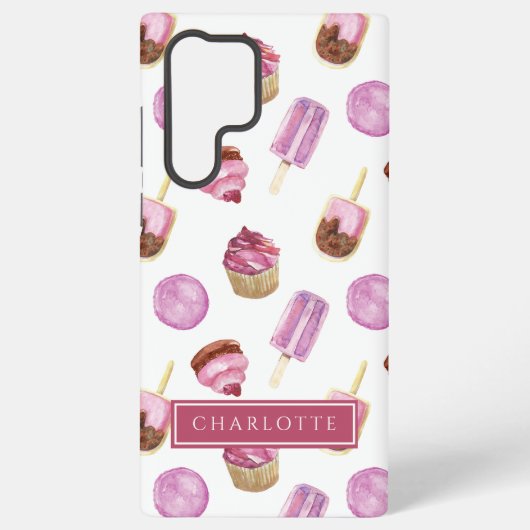 Coque Samsung Galaxy Popsicules et Cupcakes rose (Verso)
