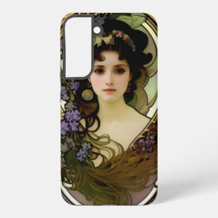 Coque Samsung Galaxy Portrait élégant de style Mucha d'une belle femme