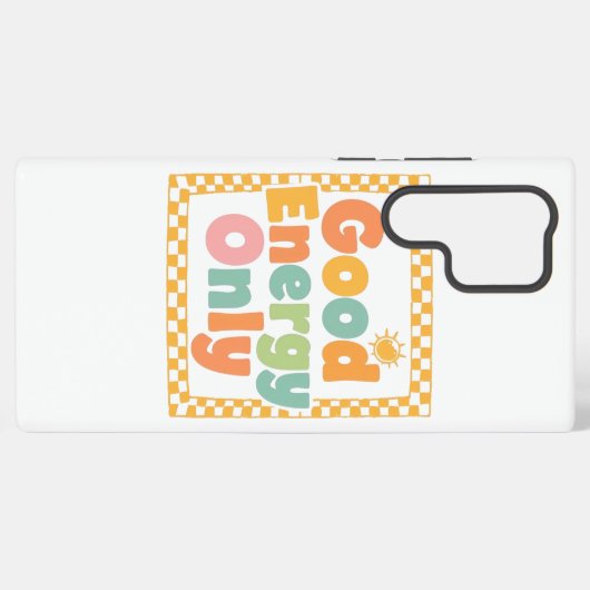Coque Samsung Galaxy Positive "Good Energy Only" Checkered Frame (Verso Horizontal)