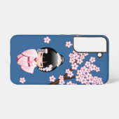 Coque Samsung Galaxy Poupée blanche Kimono Kokeshi - mignonne Geisha Gi (Verso Horizontal)