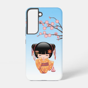 Coque Samsung Galaxy Poupée Ume Kokeshi - Japonaise Geisha Girl Blue