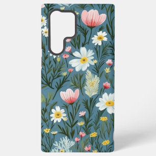 Coque Samsung Galaxy Prairie de Fleurs Sauvages Bleues Motif Floral Cot