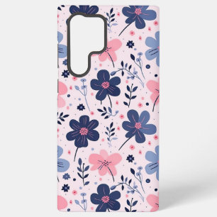 Coque Samsung Galaxy Prairie de fleurs sauvages rose et bleu doux Esthé
