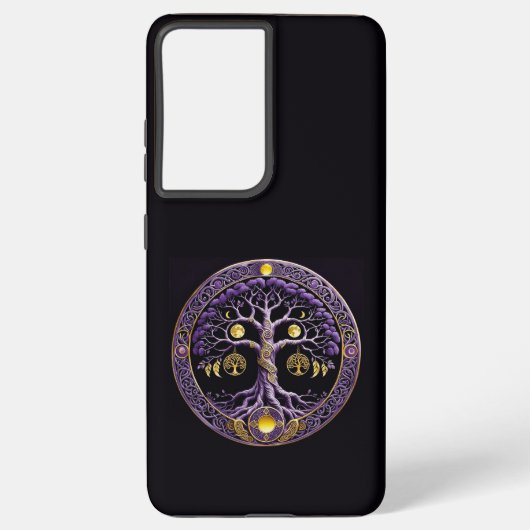 Coque Samsung Galaxy Purple and Gold Tree of Life Mandala (Verso)