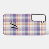 Coque Samsung Galaxy Purple Tartan Plaid Monogram Design (Verso Horizontal)