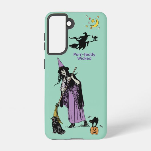 Coque Samsung Galaxy Purr-fectly Wicked Witch Cat Galaxy Case (Verso)