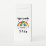 Coque Samsung Galaxy S10 Quarantine Anniversaire Unicorn arc-en-ciel<br><div class="desc">Cute Unicorn Quarantine Design Anniversaire. Une belle et magique licorne est assise sur un nuage avec un arc-en-ciel dans l'arrière - plan. Grande idée cadeau d'anniversaire. Bon pour les vieux et les jeunes.</div>