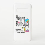 Coque Samsung Galaxy S10 Quelqu'un que j'aime est né aujourd'hui. Voeux d'a<br><div class="desc">Joyeux anniversaire pour toi. Quelqu'un que j'aime est né aujourd'hui. Design amusant et mignon anniversaire avec un bel ours en peluche tenant un cadeau et un crayon amusant écrivant les souhaits d'anniversaire. Une combinaison parfaite pour les vêtements.</div>