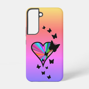 Coque Samsung Galaxy Rainbow heart and Butterfly