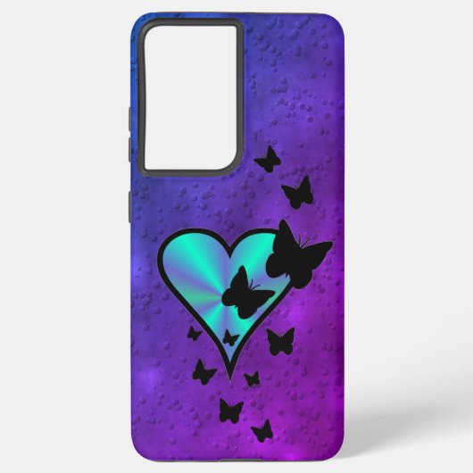 Coque Samsung Galaxy Rainbow heart and Butterfly (Verso)