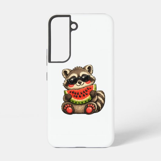 Coque Samsung Galaxy Raton laveur mignon avec pastèque (Verso)