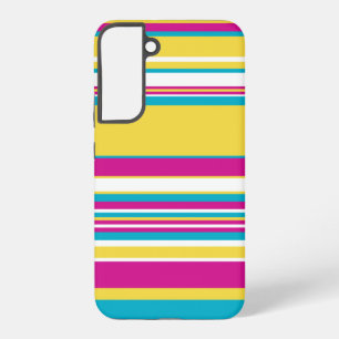 Coque Samsung Galaxy Rayures complexes - Turquoise, Jaune, Rose et Blan