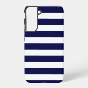 Coque Samsung Galaxy Rayures Nautiques Bleu Nuit et Blanc