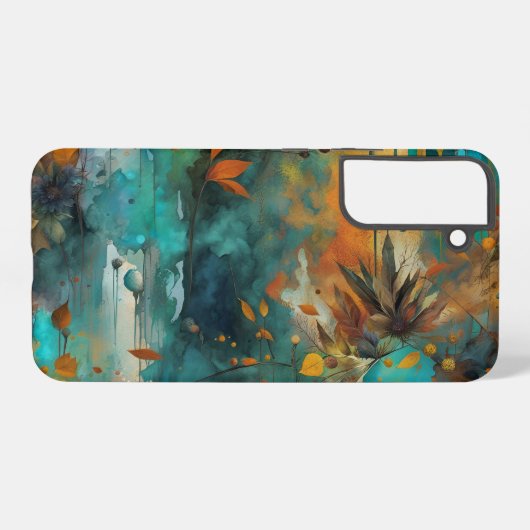 Coque Samsung Galaxy Récolte d'automne Turquoise rouille or Abstrait (Verso Horizontal)