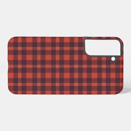 Coque Samsung Galaxy Red and Black Plaid Checkered Pattern (Verso Horizontal)