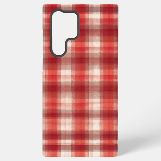 Coque Samsung Galaxy Red and White Gingham Plaid Phone Case (Verso)