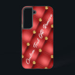 Coque Samsung Galaxy Red Gold Diamond Tufted Texte personnalisé Votre n<br><div class="desc">Samsung Galaxy Coques ou coques iphone avec Golden Diamond Tufted Leather Custom Text Name Red Gold Cadeau personnalisé - Choisissez / Ajoutez votre texte favori - Nom OU Supprimer du texte - Faites votre cadeau spécial - Redimensionnez et déplacez ou ajoutez du texte / des éléments avec l'outil de personnalisation....</div>