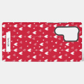 Coque Samsung Galaxy Red White Doodle Hearts Motif Nom personnalisé (Verso Horizontal)