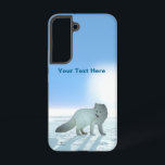 Coque Samsung Galaxy Renard arctique<br><div class="desc">Blanc sur blanc. Une peinture numérique d'un renard arctique (Vulpes lagopus) sur la glace polaire. Le soleil est planté bas dans le ciel arctique bleu vif. Ne regardez pas au soleil car il peut nuire à vos yeux. Customisez en ajoutant votre propre texte. Le renard arctique est à l'aise dans...</div>