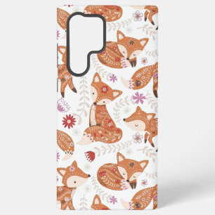 Coque Samsung Galaxy Renard et fleurs d'art populaire fantaisiste