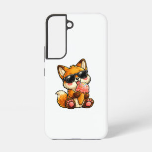 Coque Samsung Galaxy Renard Mignon Mangeant une Glace avec des Lunettes