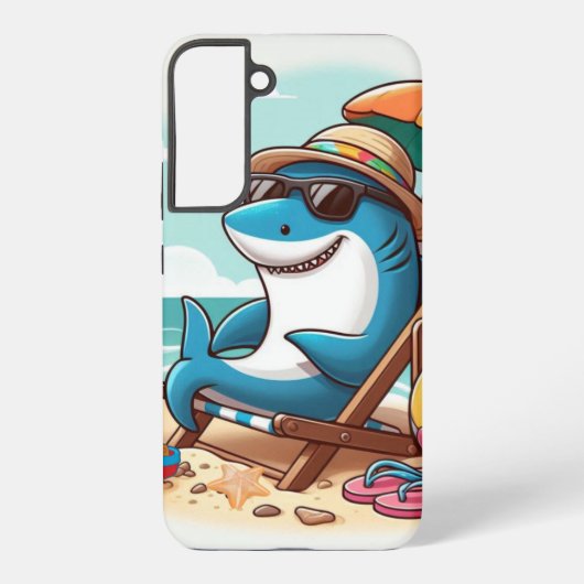 Coque Samsung Galaxy Requin caricatural à la plage (Verso)