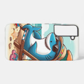 Coque Samsung Galaxy Requin caricatural à la plage (Verso Horizontal)