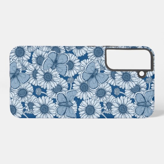 Coque Samsung Galaxy Ressort bleu, fleurs sauvages, marguerites (Verso Horizontal)