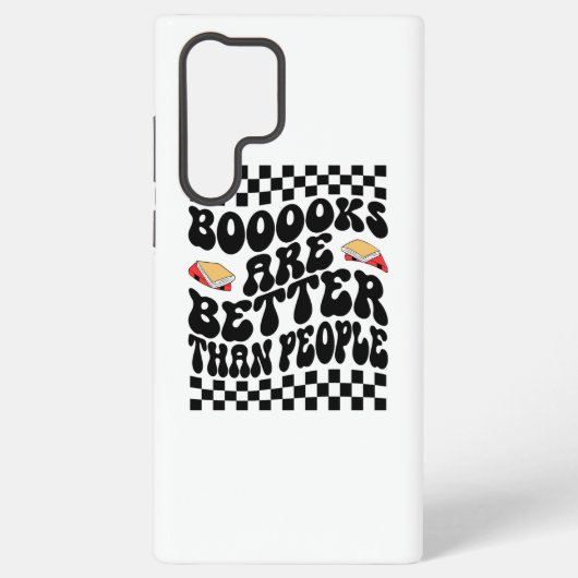 Coque Samsung Galaxy Retro Checkerboard "Books Are Better" Graphic (Verso)