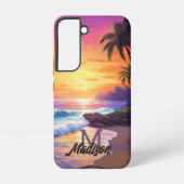 Coque Samsung Galaxy Retro Cool Tropical Beach Sunset Monogramme Ajoute (Verso)