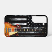 Coque Samsung Galaxy Retro Rock N Roll American Flag Guitare (Verso Horizontal)