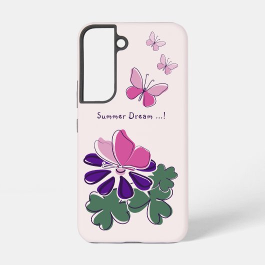 Coque Samsung Galaxy Rêve d'été Pink Green Purple Papillon (Verso)